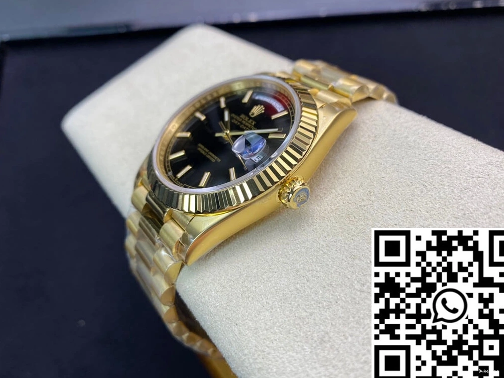 Black 40MM Dial EW Factory Yellow Rolex Gold Day Date 0314